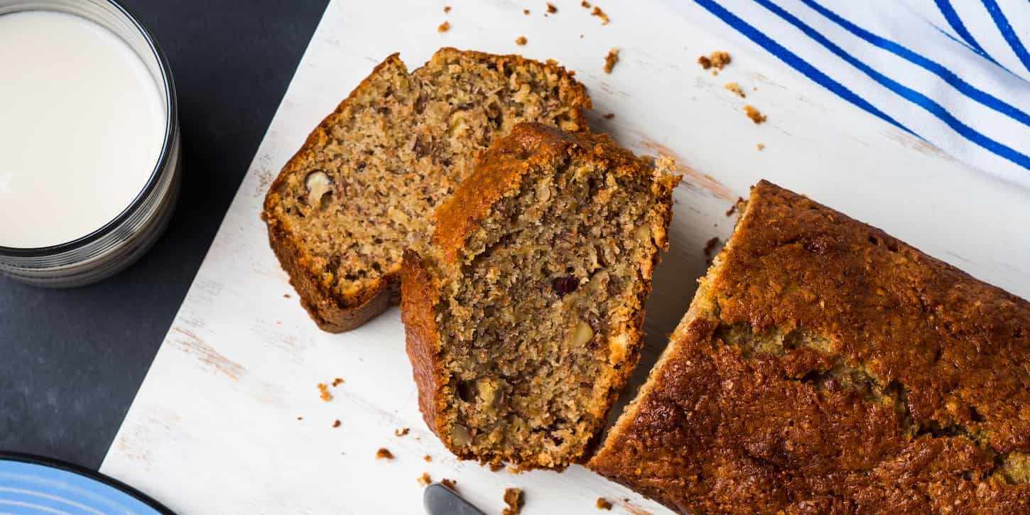 An image of sliced Whole grain banana bread for breakfast.