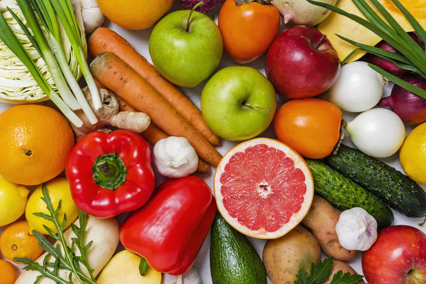An image of different fruits and vegetables.
