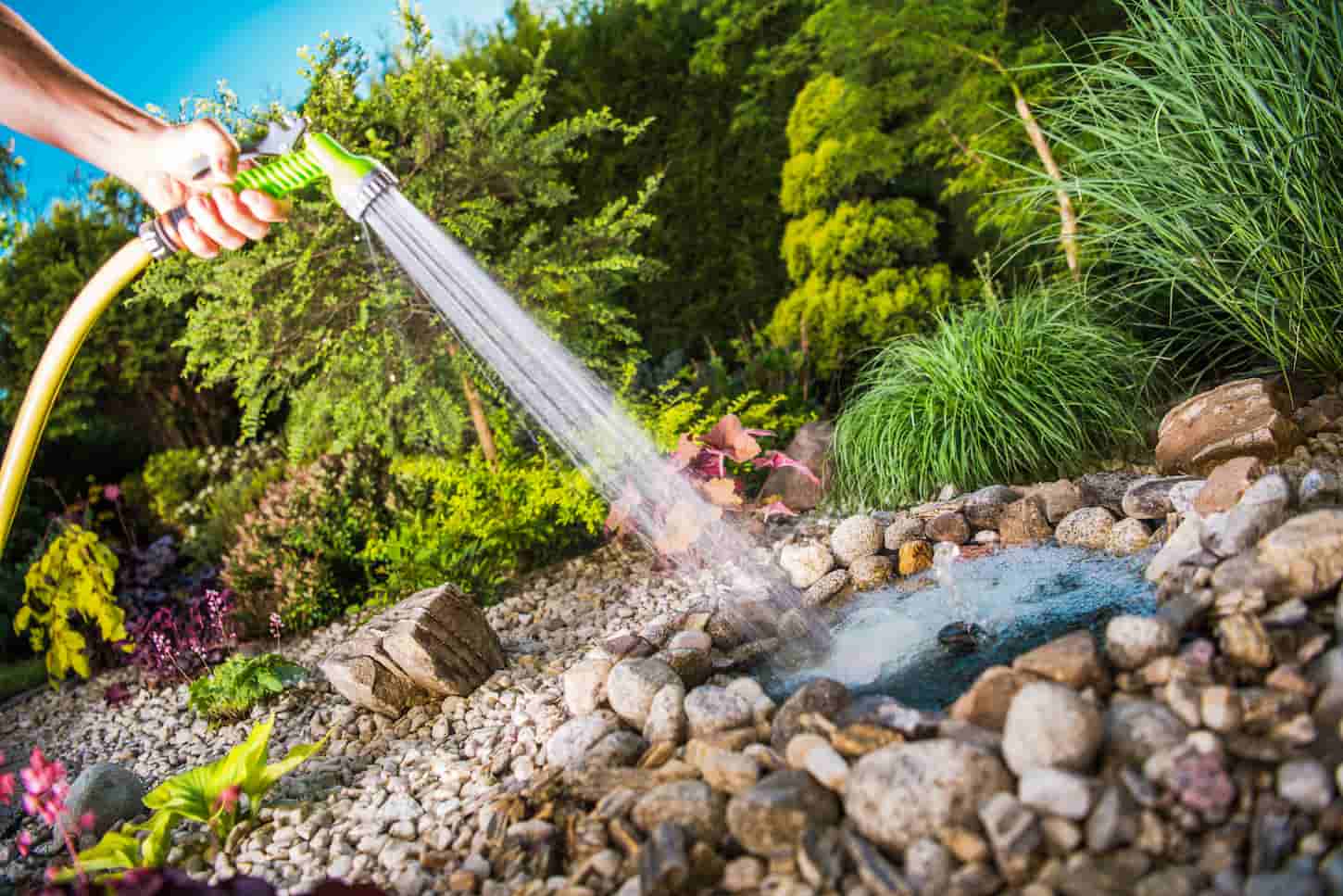 An image of a Small Pond in the garden surrounded by garden rocks.