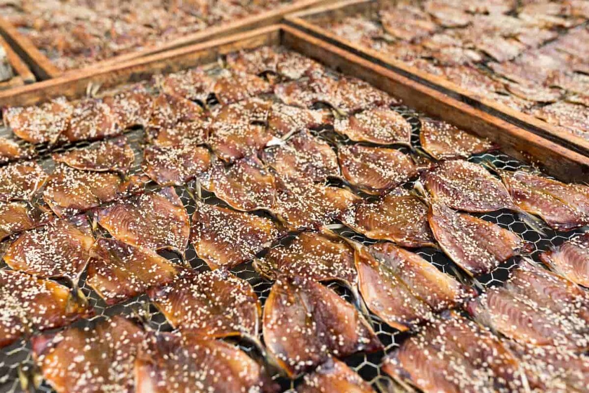 An image of Dried fish dry in the sunlight.