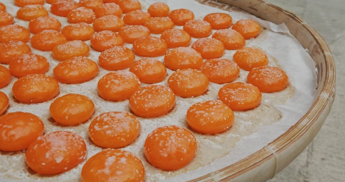 An image of Salted egg yolks dries outdoors.